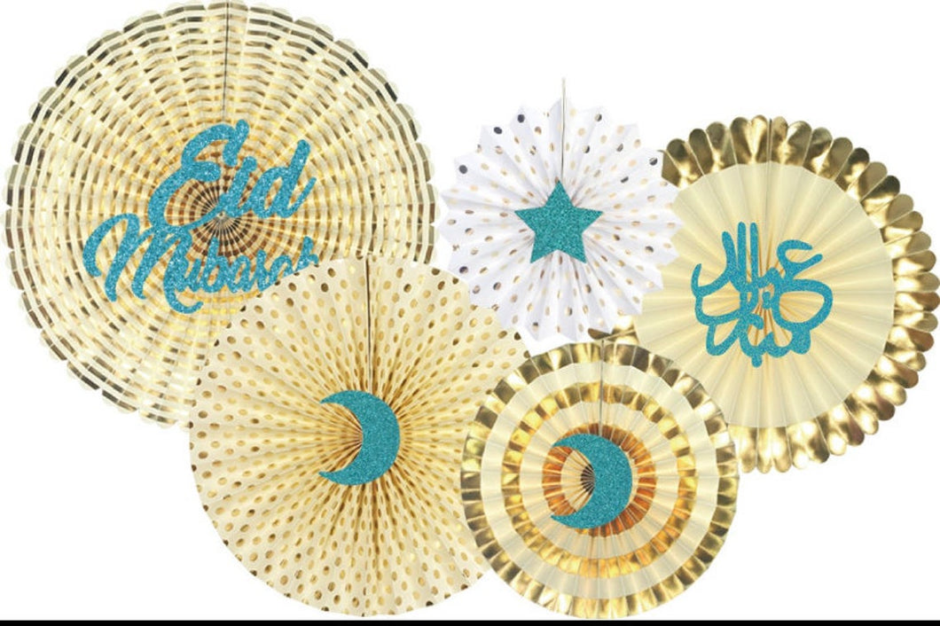 Eid Party Fans- Set of Various Colors & Designs