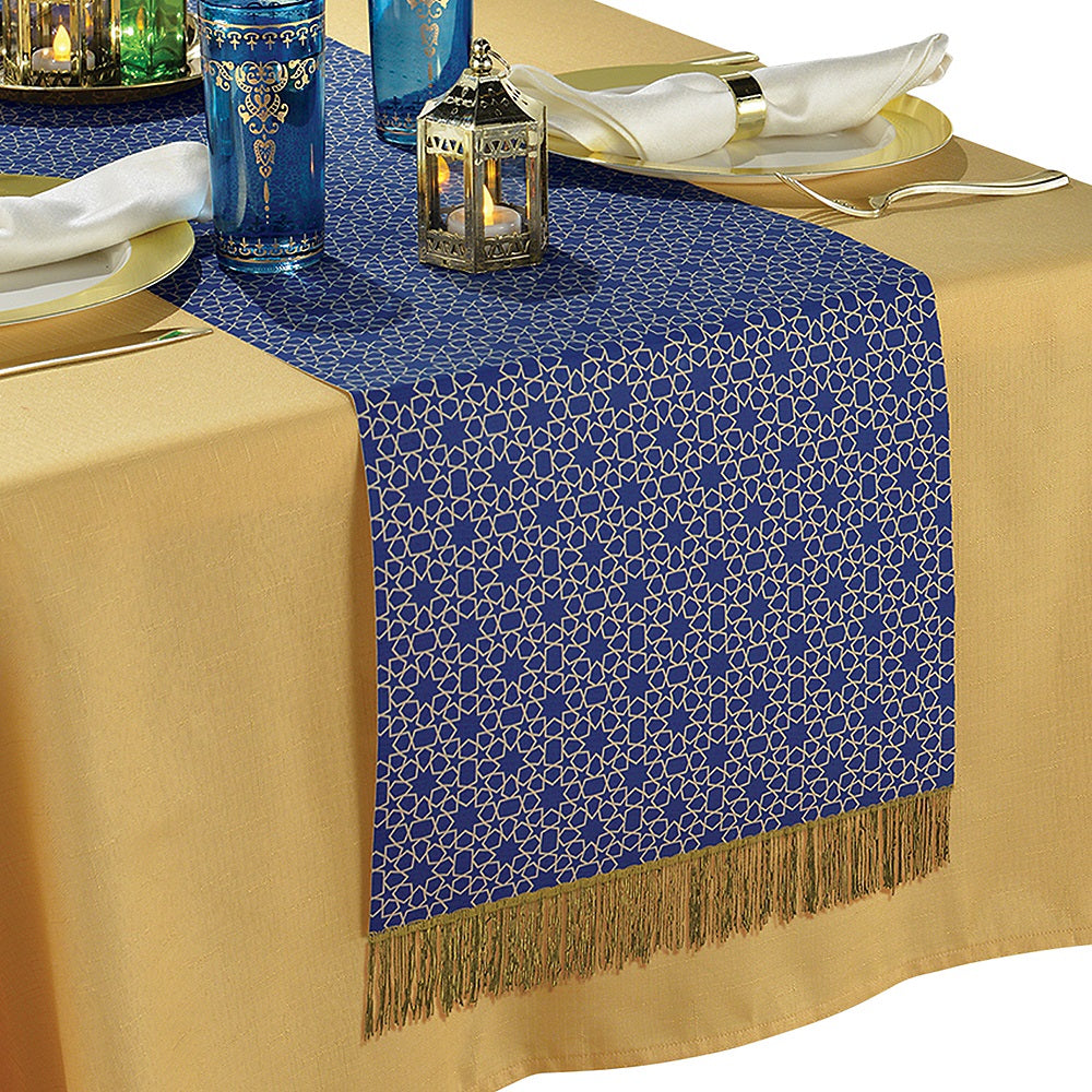 Blue & Gold Fabric Table Runner